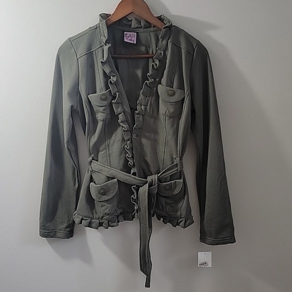 LA Kitty Women's Cardigan Sweater Size L Green